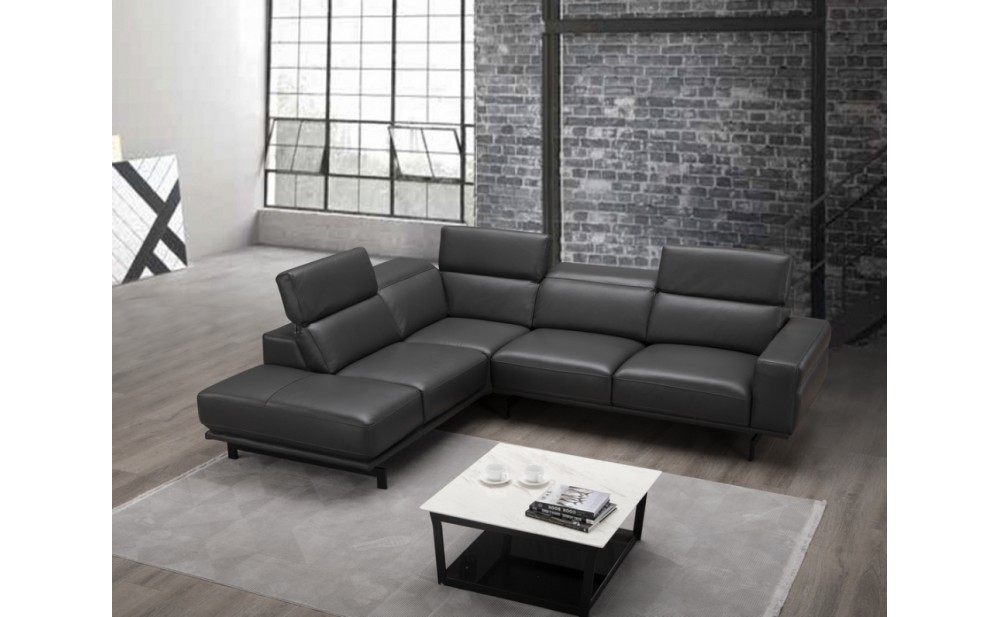Davenport Slate Grey Premium Leather Sectional J&M Furniture