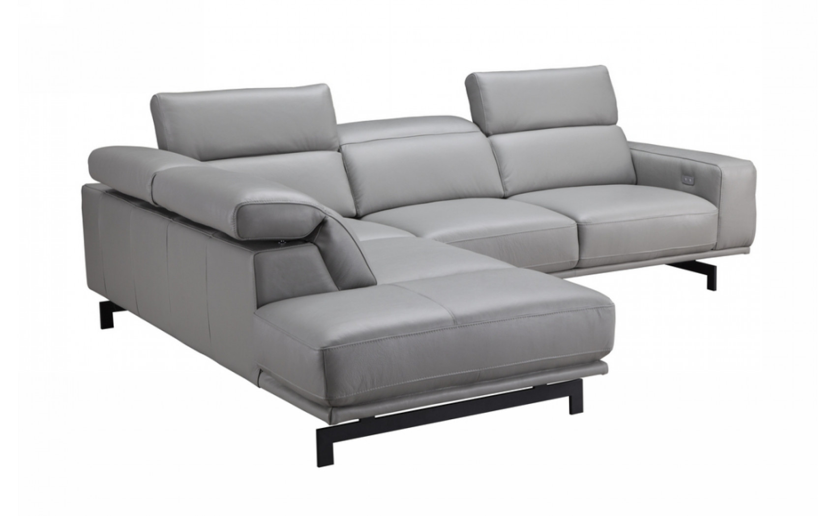 Davenport Light Grey Premium Leather Sectional J&M Furniture