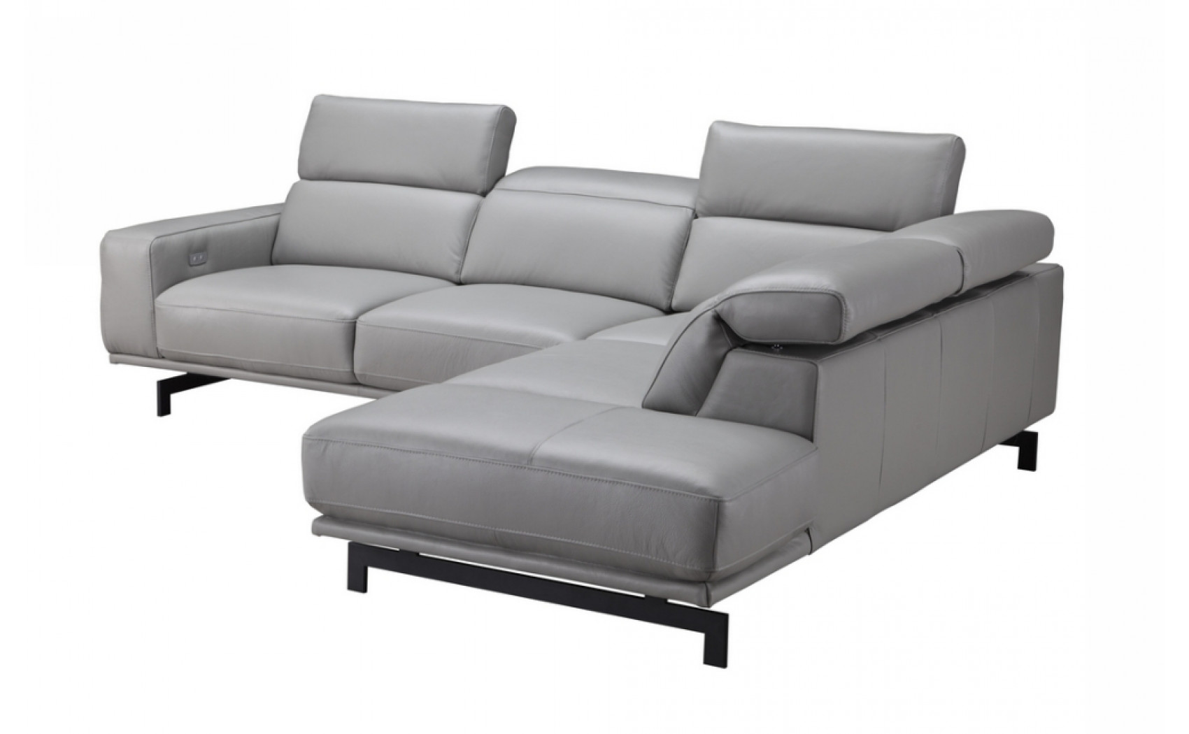Davenport Light Grey Premium Leather Sectional J&M Furniture