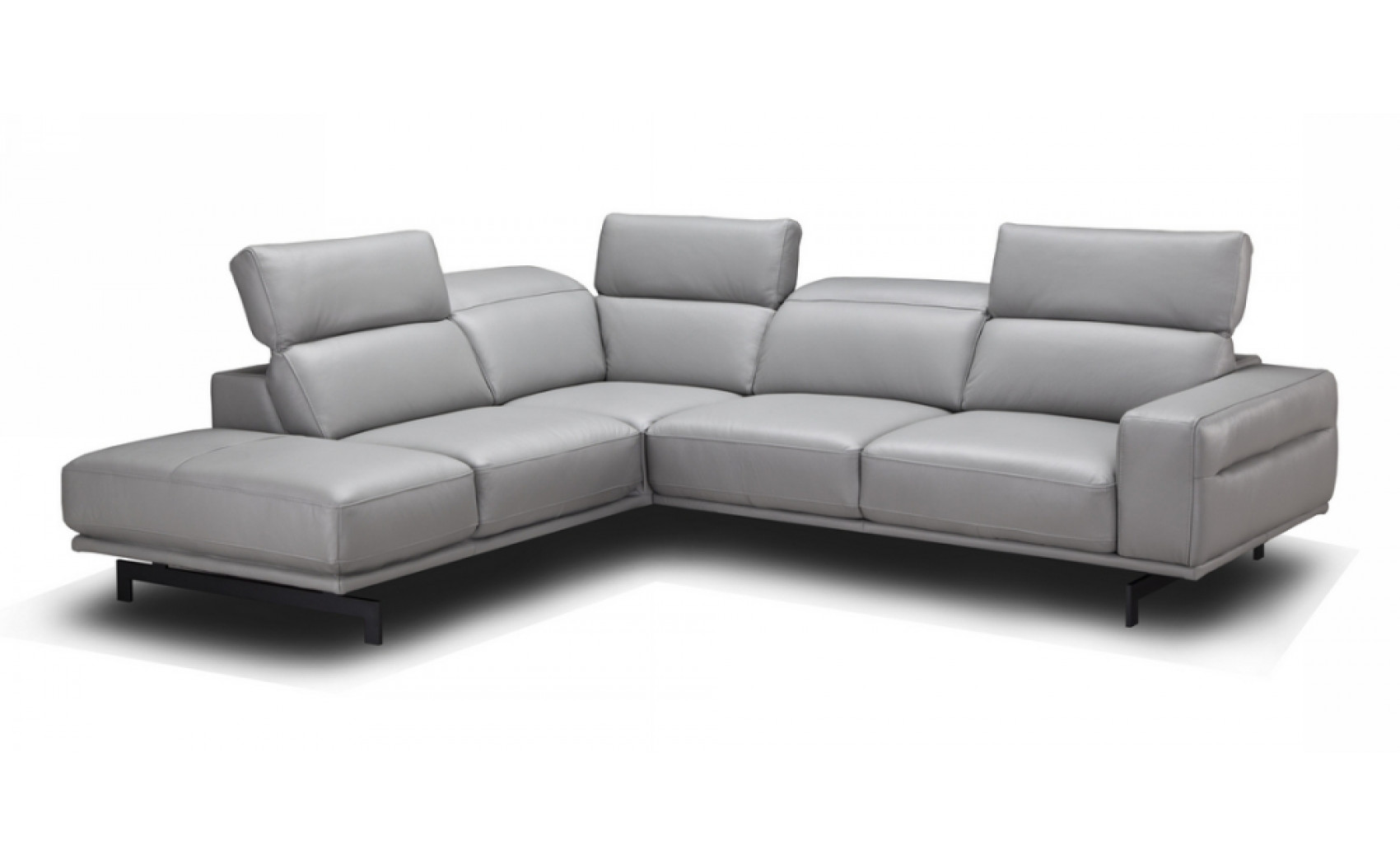 Davenport Light Grey Premium Leather Sectional J&M Furniture