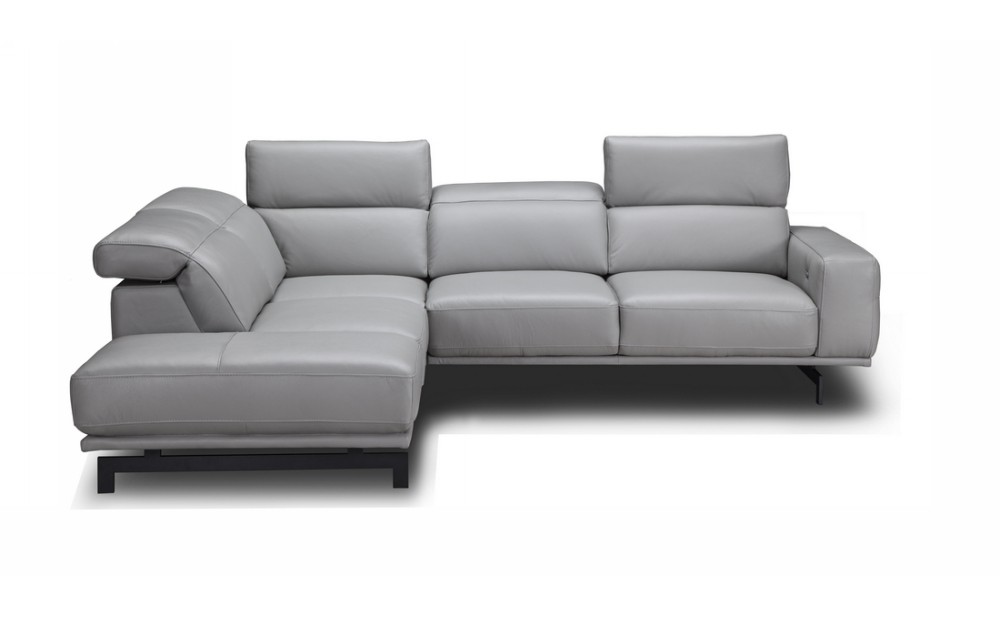 Davenport Light Grey Premium Leather Sectional J&M Furniture