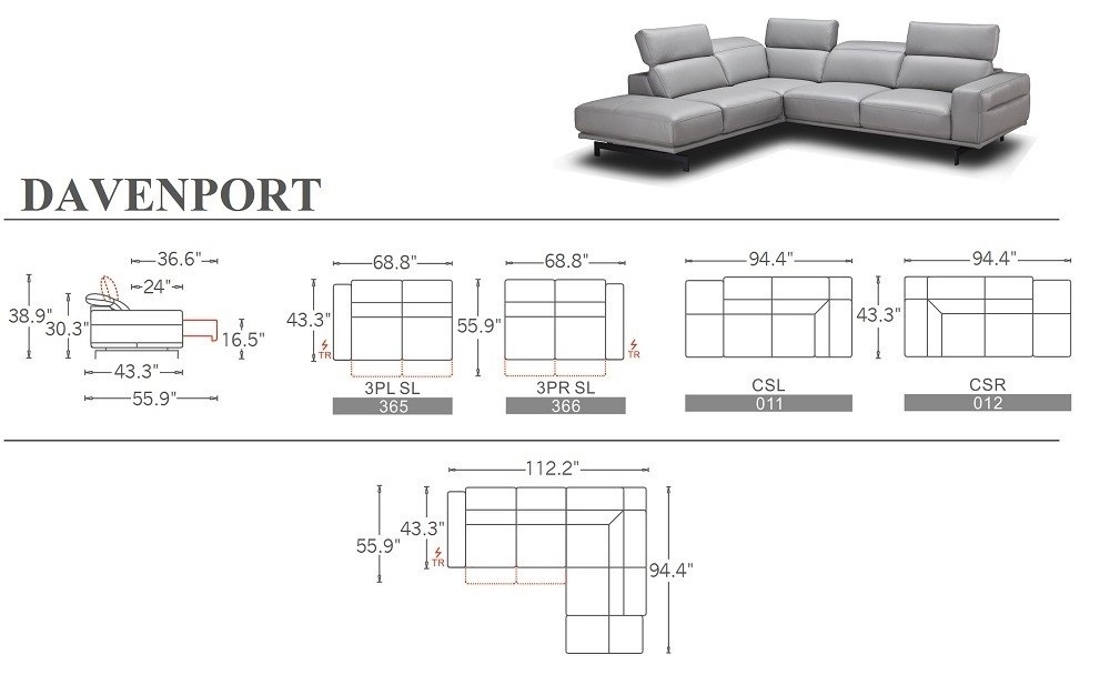 Davenport Snow White Premium Leather Sectional J&M Furniture