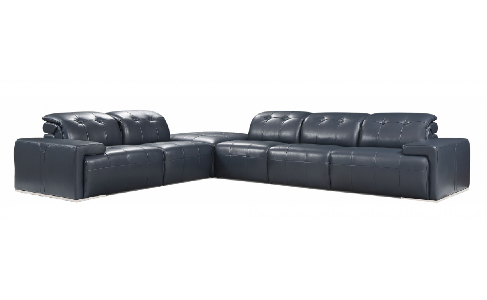 Davide Sectional Thick Italian Leather Blue J&M Furniture