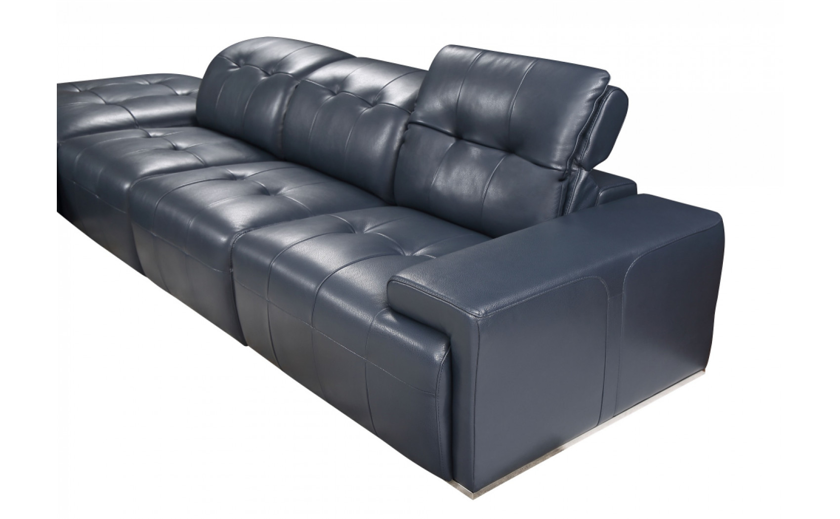 Davide Sectional Thick Italian Leather Blue J&M Furniture
