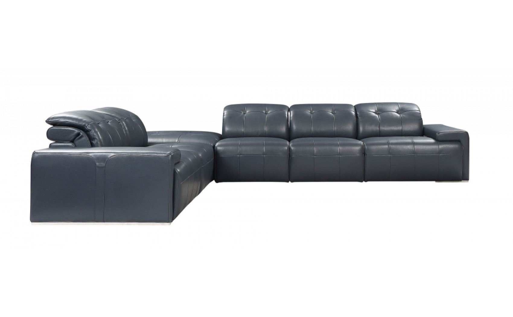 Davide Sectional Thick Italian Leather Blue J&M Furniture