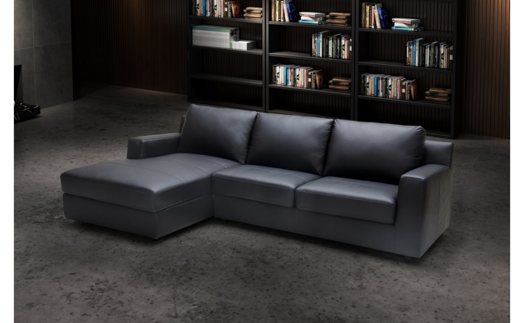 Elizabeth Premium Leather Sectional Black J&M Furniture