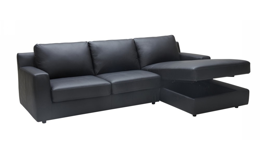 Elizabeth Premium Leather Sectional Black J&M Furniture