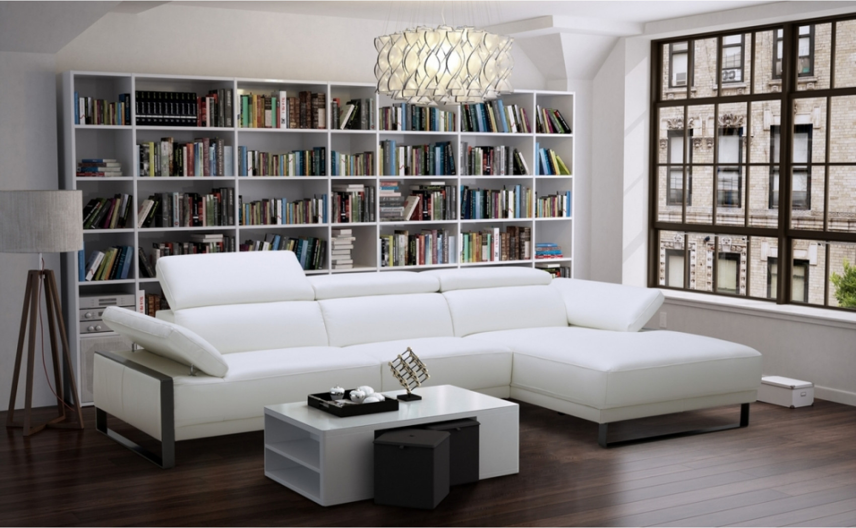 Fleurier Premium Leather Sectional White J&M Furniture