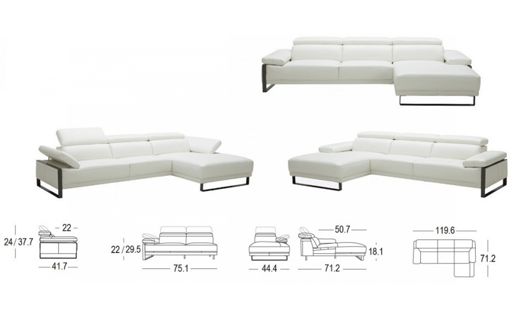 Fleurier Premium Leather Sectional White J&M Furniture