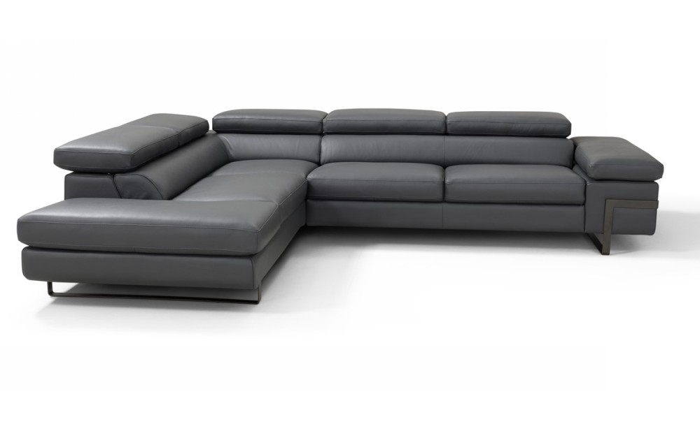 Rimini I867 Leather Sectional Dark Grey J&M Furniture