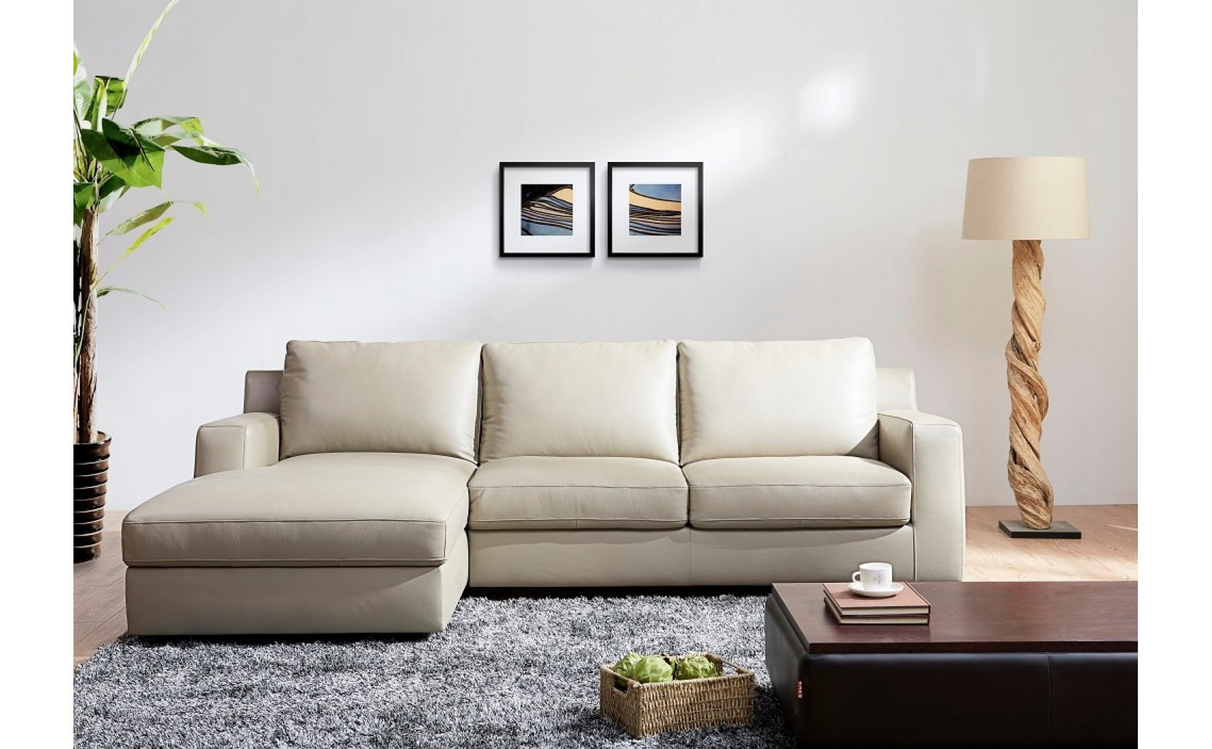 Jenny Premium Leather Sectional Beige J&M Furniture