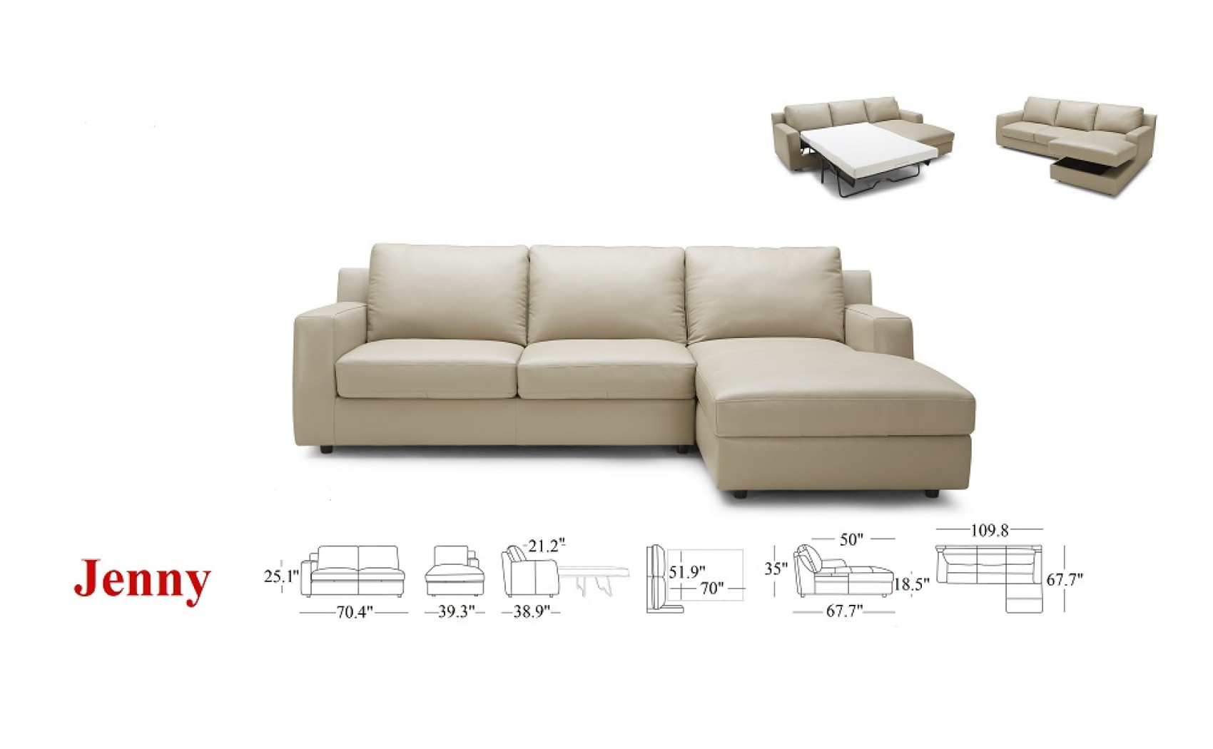 Jenny Premium Leather Sectional Beige J&M Furniture