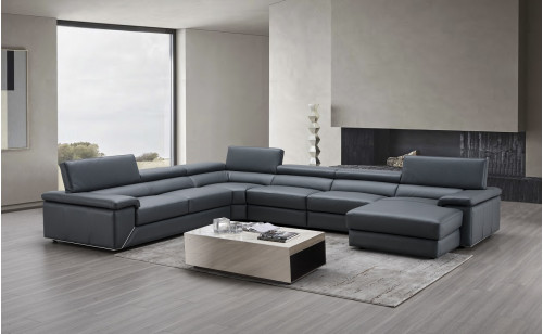 Kobe Premium Leather Sectional Blue Grey J&M Furniture Kobe Premium Leather Sectional Blue Grey J&M Furniture