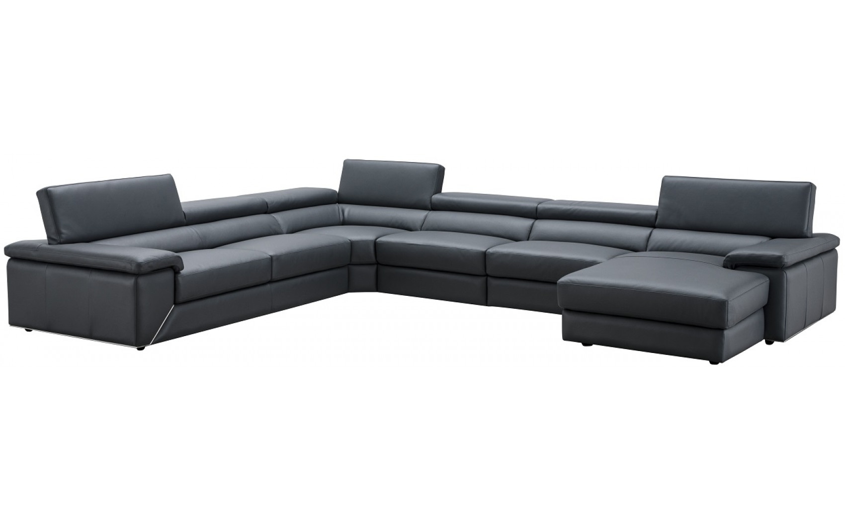 Kobe Premium Leather Sectional Blue Grey J&M Furniture