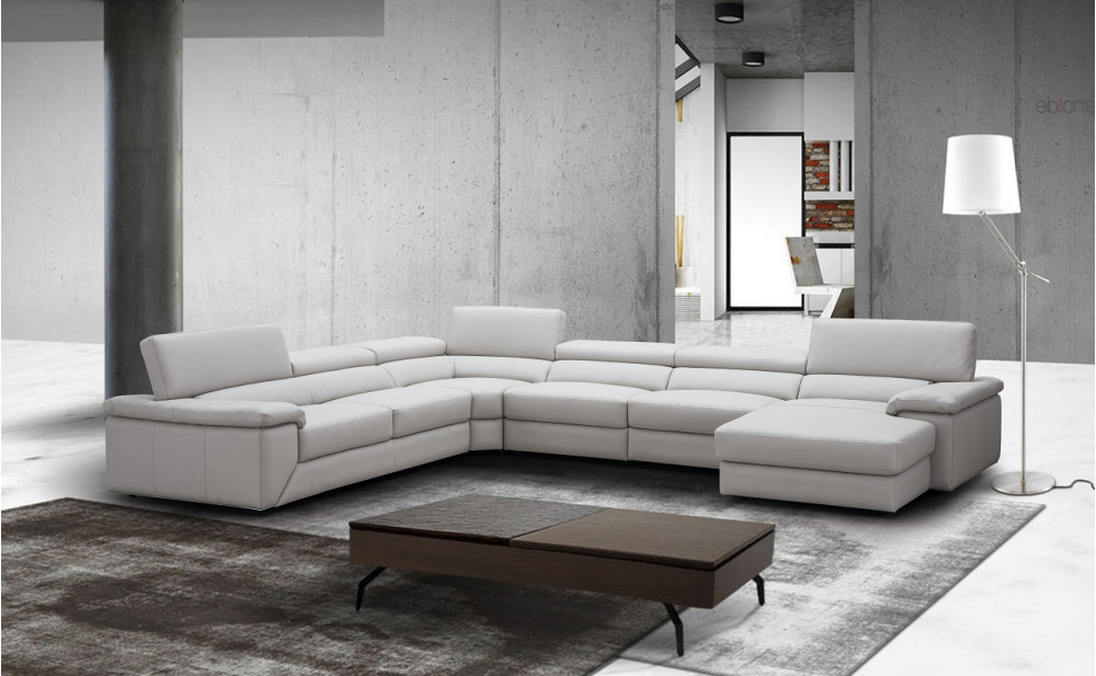 Kobe Leather Sectional Silver Grey J&M Furniture