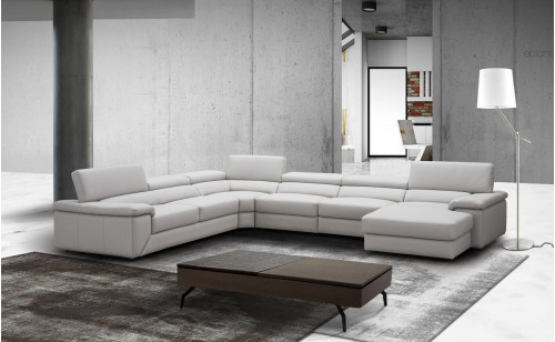 Kobe Leather Sectional Silver Grey J&M Furniture Kobe Leather Sectional Silver Grey J&M Furniture