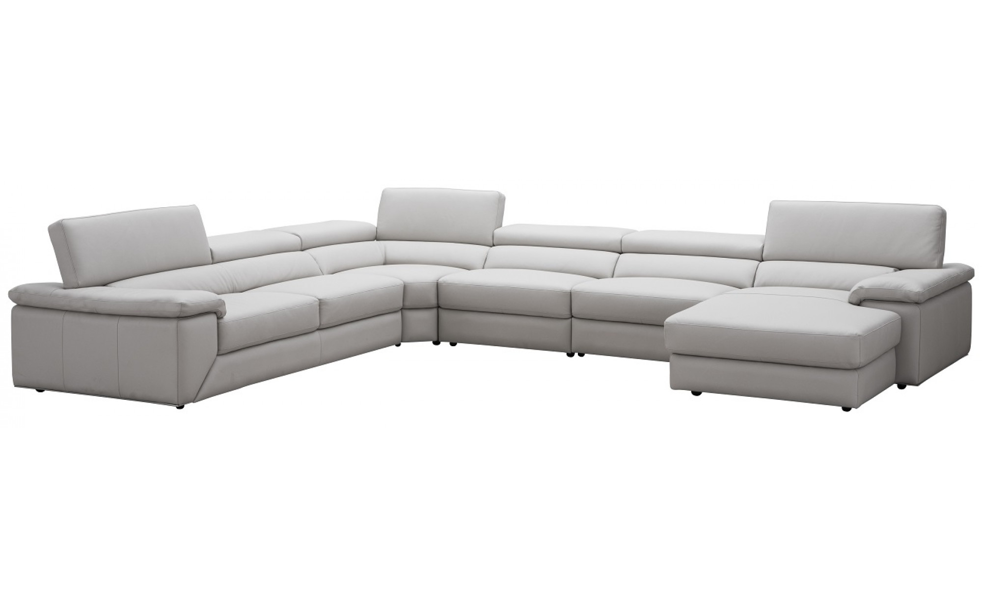 Kobe Premium Leather Sectional Silver Grey J&M Furniture JM