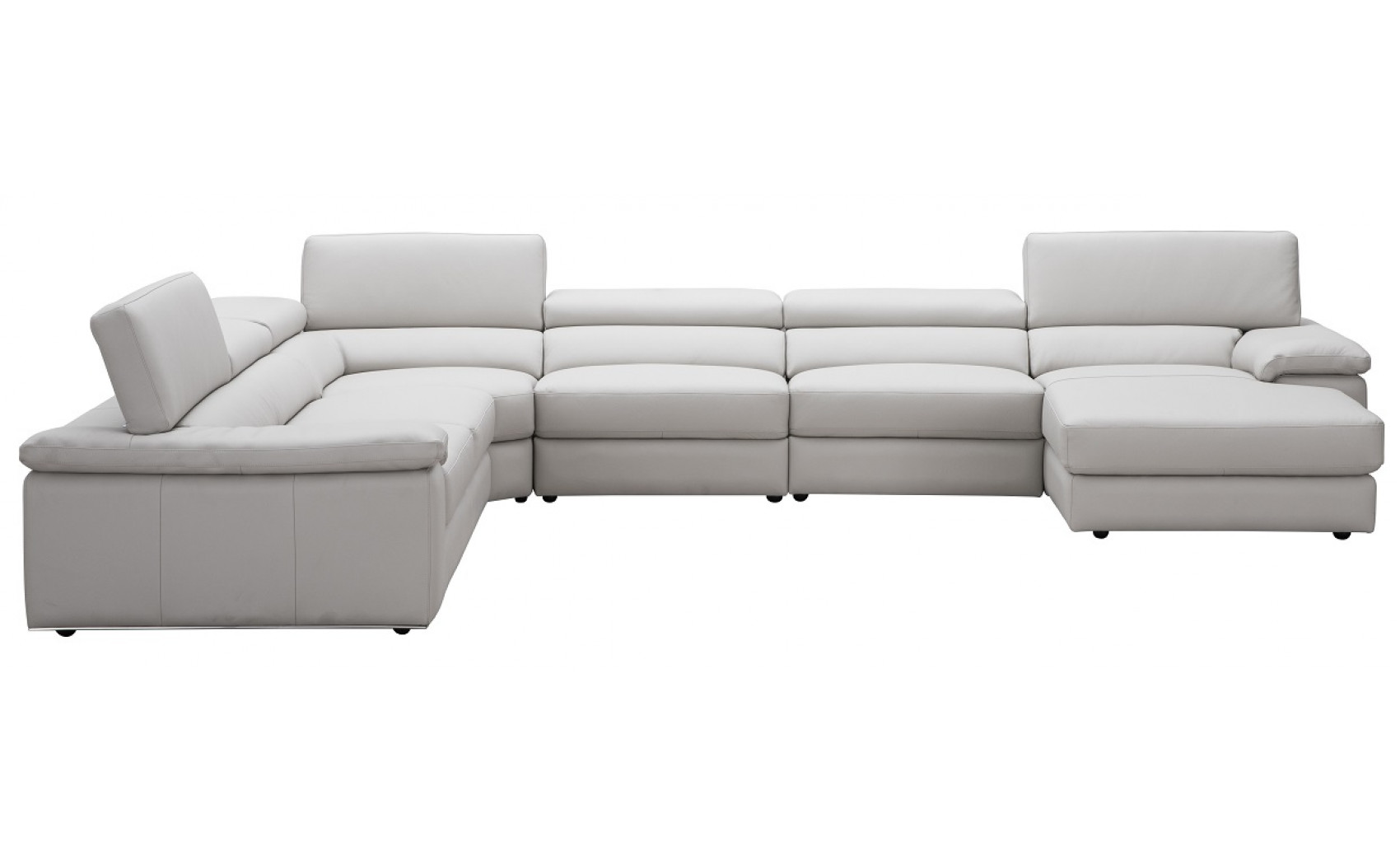 Kobe Leather Sectional Silver Grey J&M Furniture