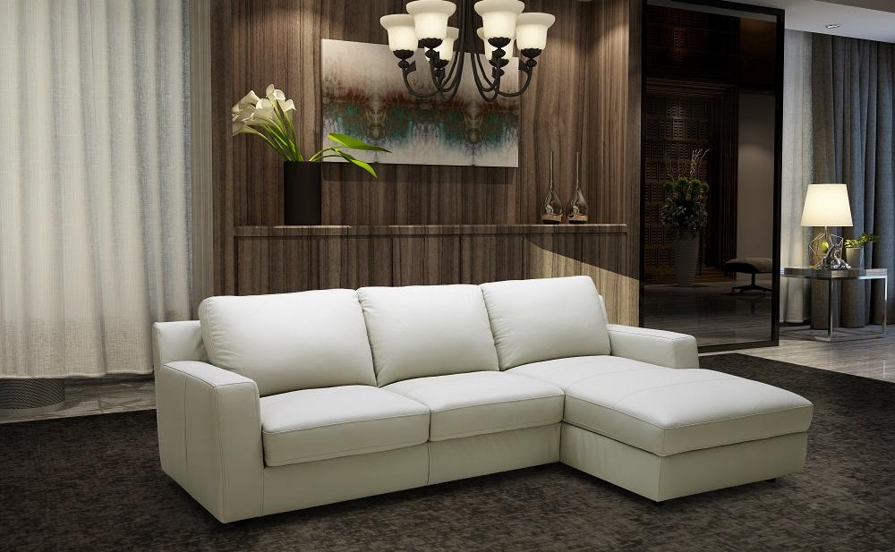Lauren Premium Leather Sectional Light Grey J&M Furniture