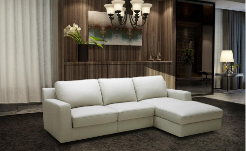 Lauren Premium Leather Sectional Light Grey J&M Furniture Lauren Premium Leather Sectional Light Grey J&M Furniture
