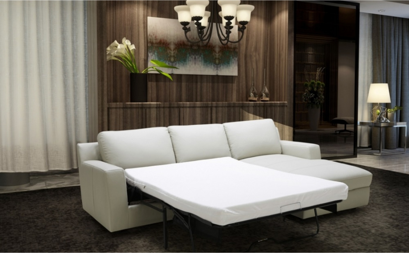 Lauren Premium Leather Sectional Light Grey J&M Furniture
