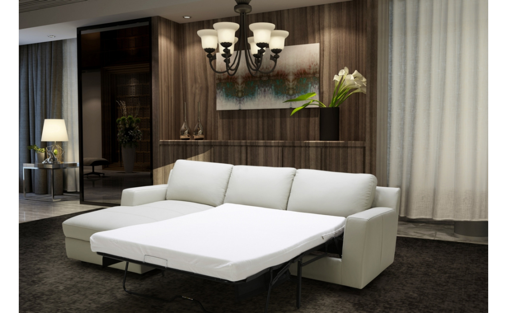 Lauren Premium Leather Sectional Light Grey J&M Furniture