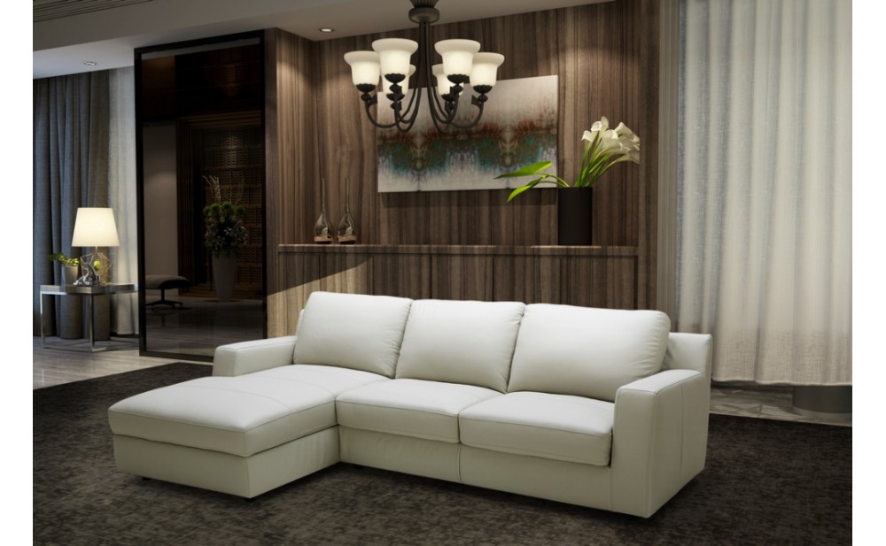 Lauren Premium Leather Sectional Light Grey J&M Furniture