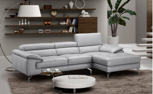 Liam Leather Sectional Light Grey J&M Furniture