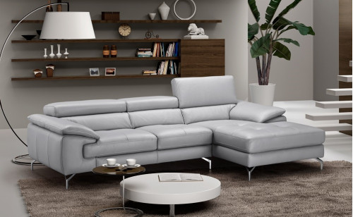 Liam Leather Sectional Light Grey J&M Furniture