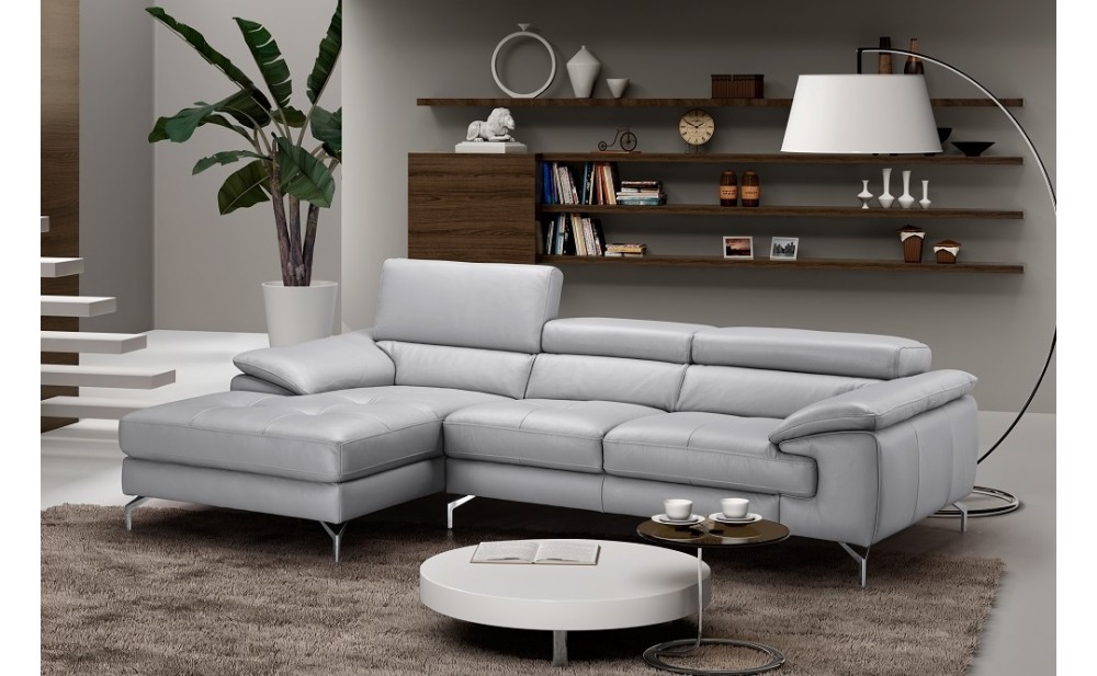 Liam Leather Sectional Light Grey J&M Furniture
