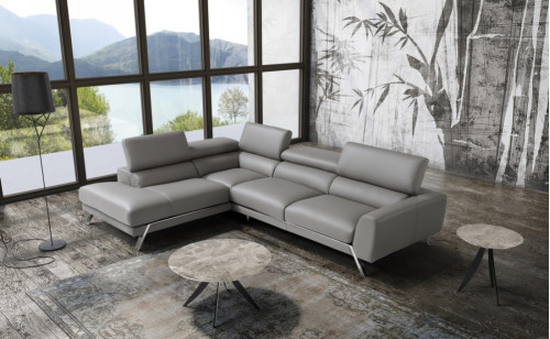 Mood Grey Premium Leather Sectional J&M Furniture