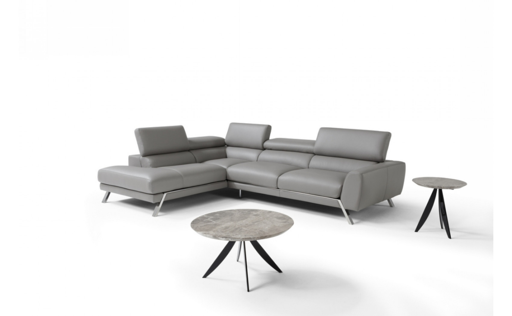 Mood Grey Premium Leather Sectional J&M Furniture