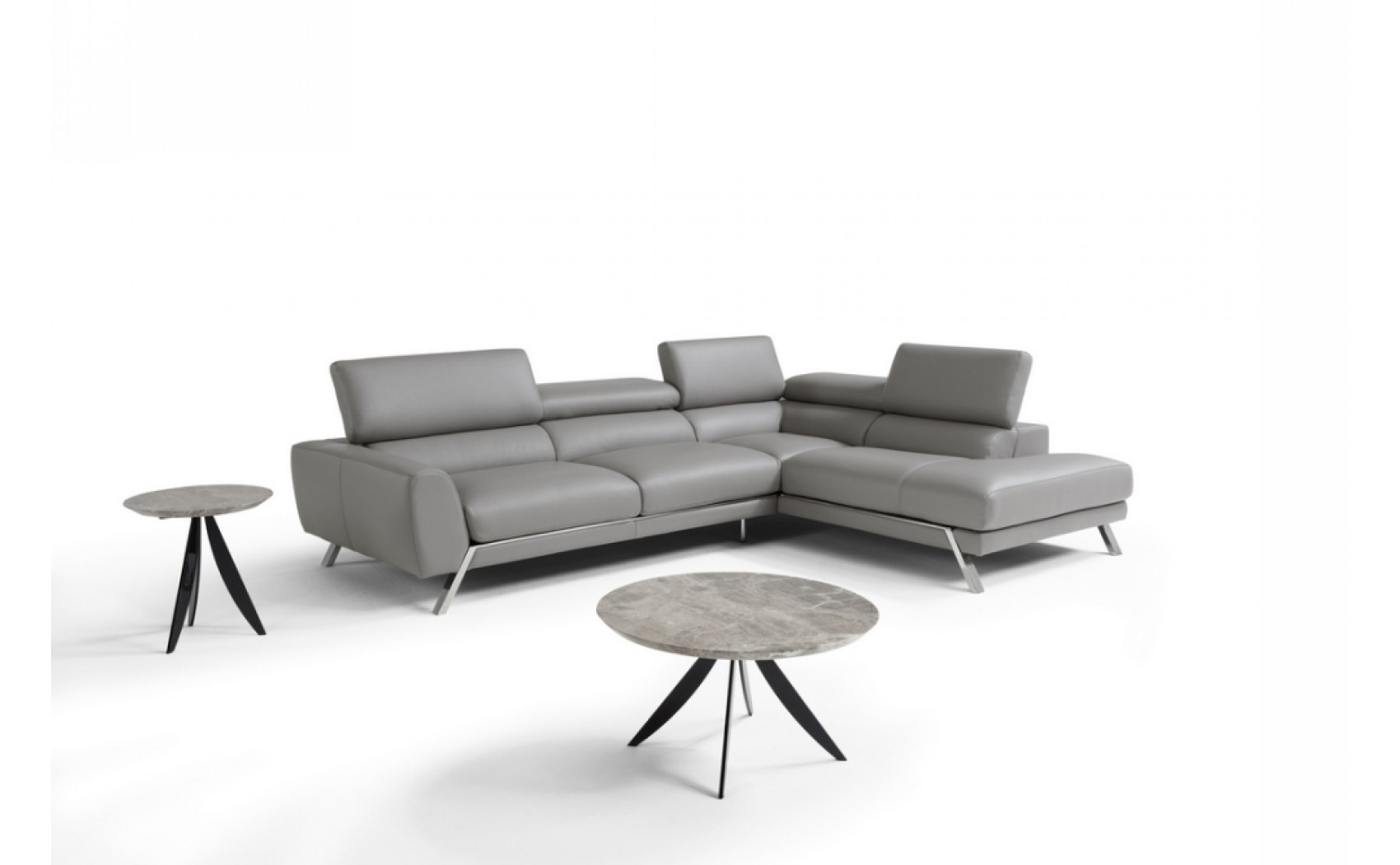 Mood Grey Premium Leather Sectional J&M Furniture