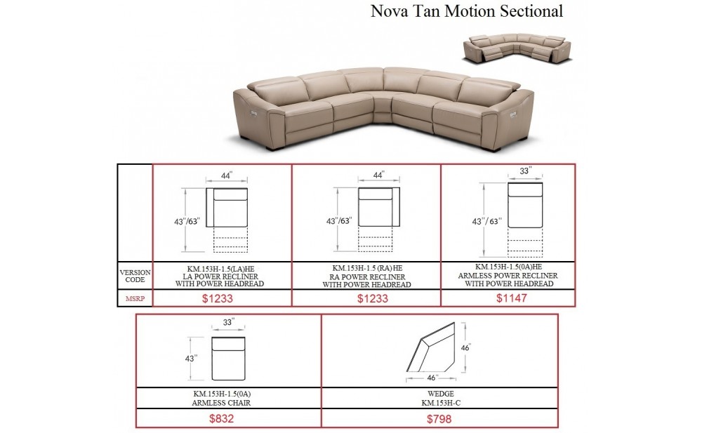 Nova Motion Sectional Tan J&M Furniture