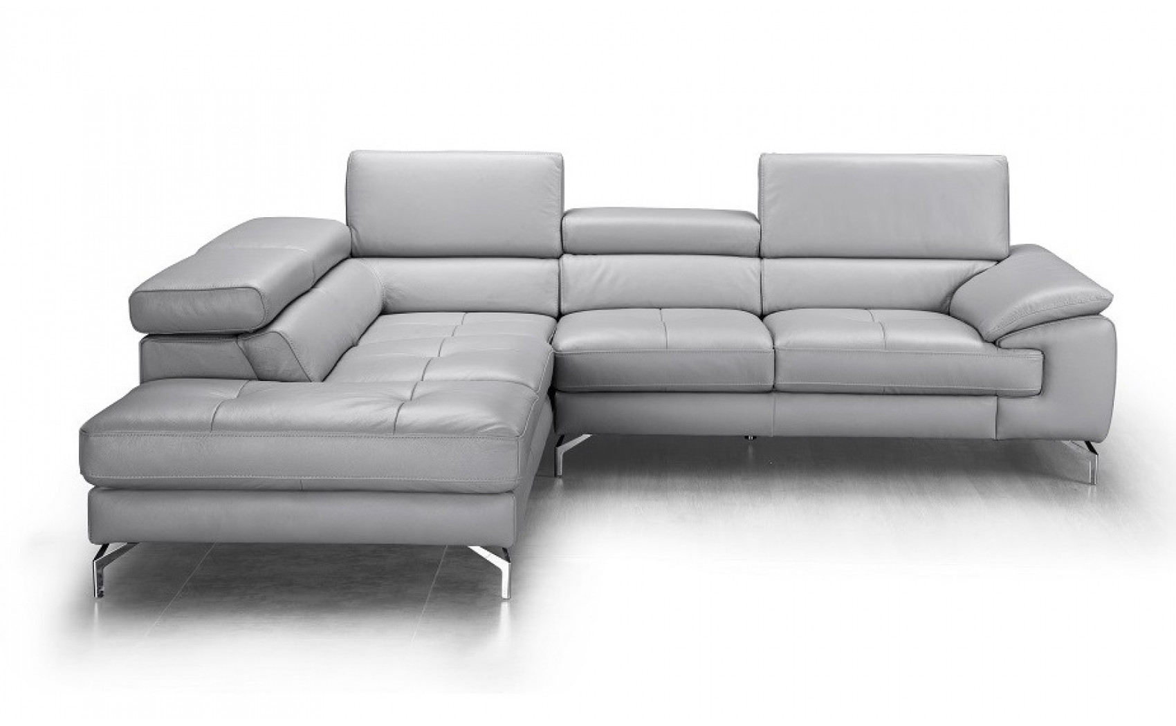 Olivia Premium Leather Sectional Light Grey J&M Furniture