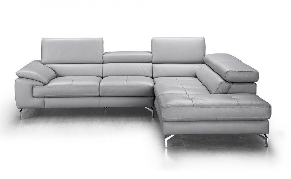 Olivia Premium Leather Sectional Light Grey J&M Furniture