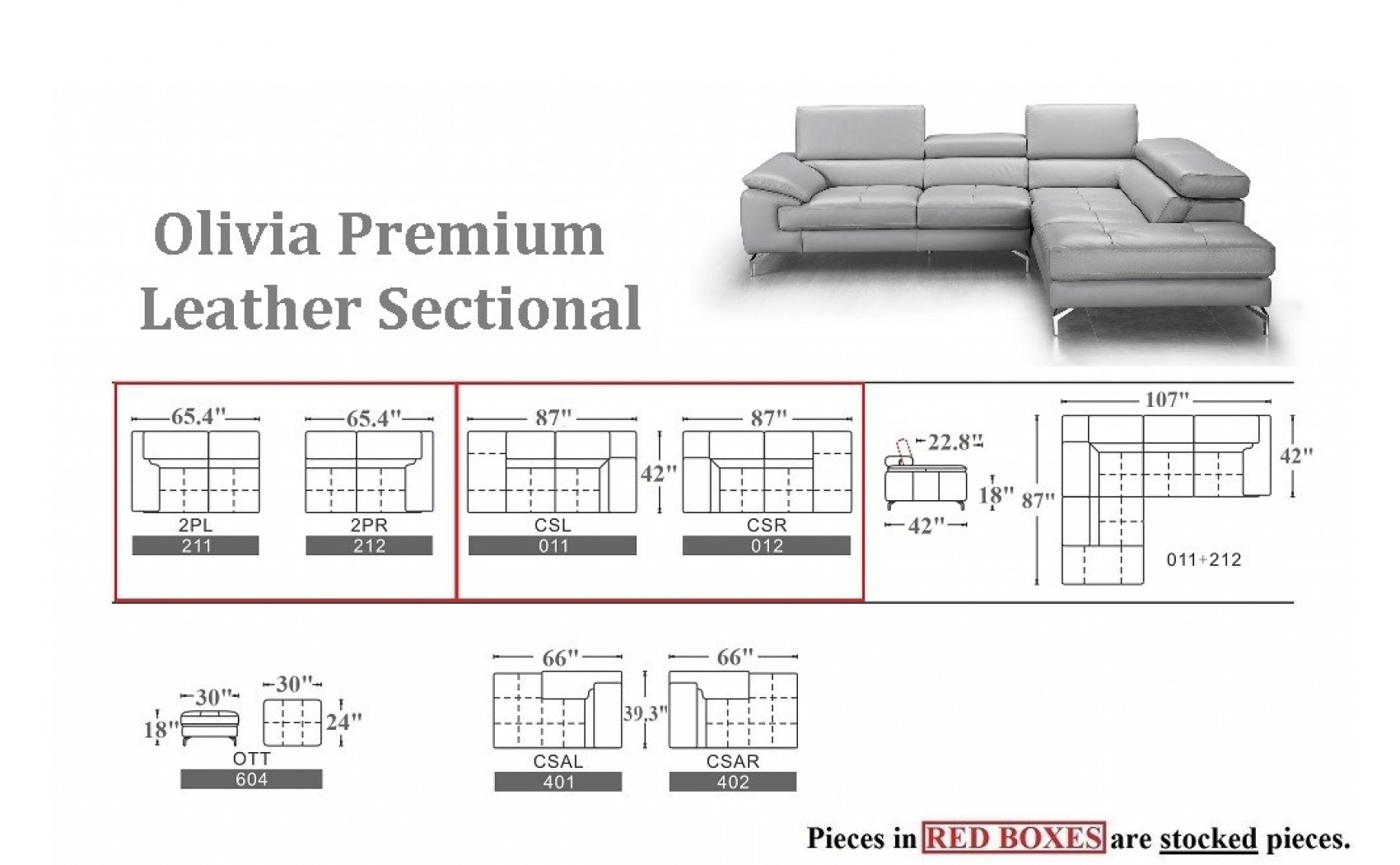 Olivia Premium Leather Sectional Light Grey J&M Furniture