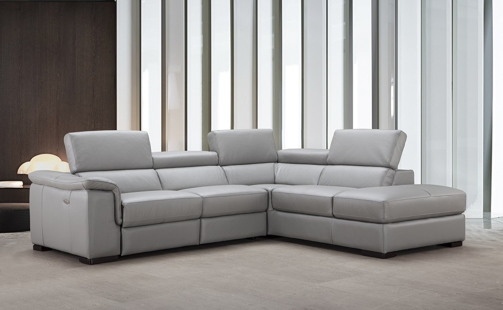 Perla Premium Leather Sectional Light Grey J&M Furniture