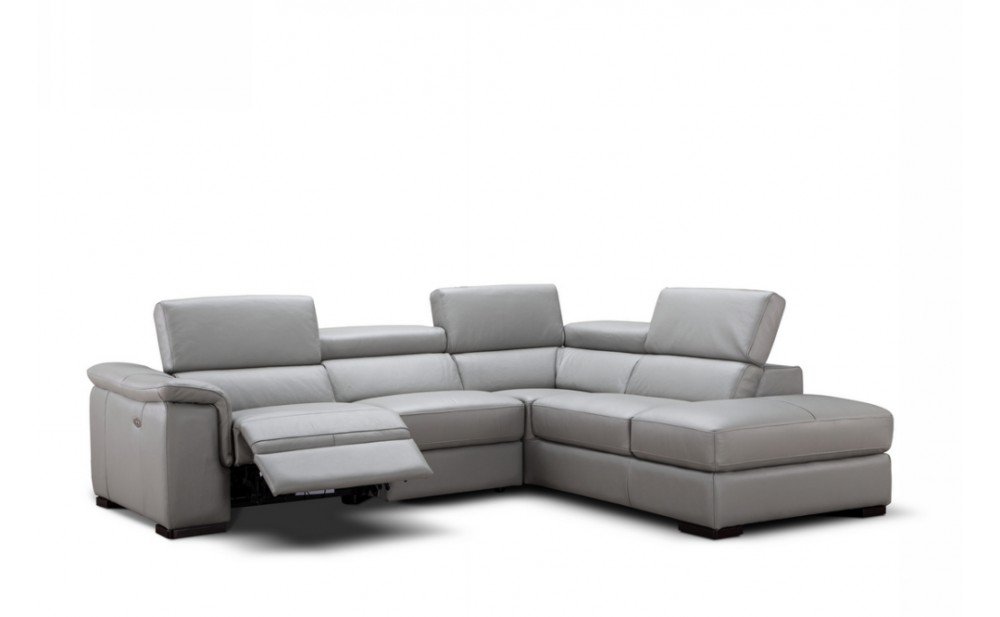 Perla Premium Leather Sectional Light Grey J&M Furniture