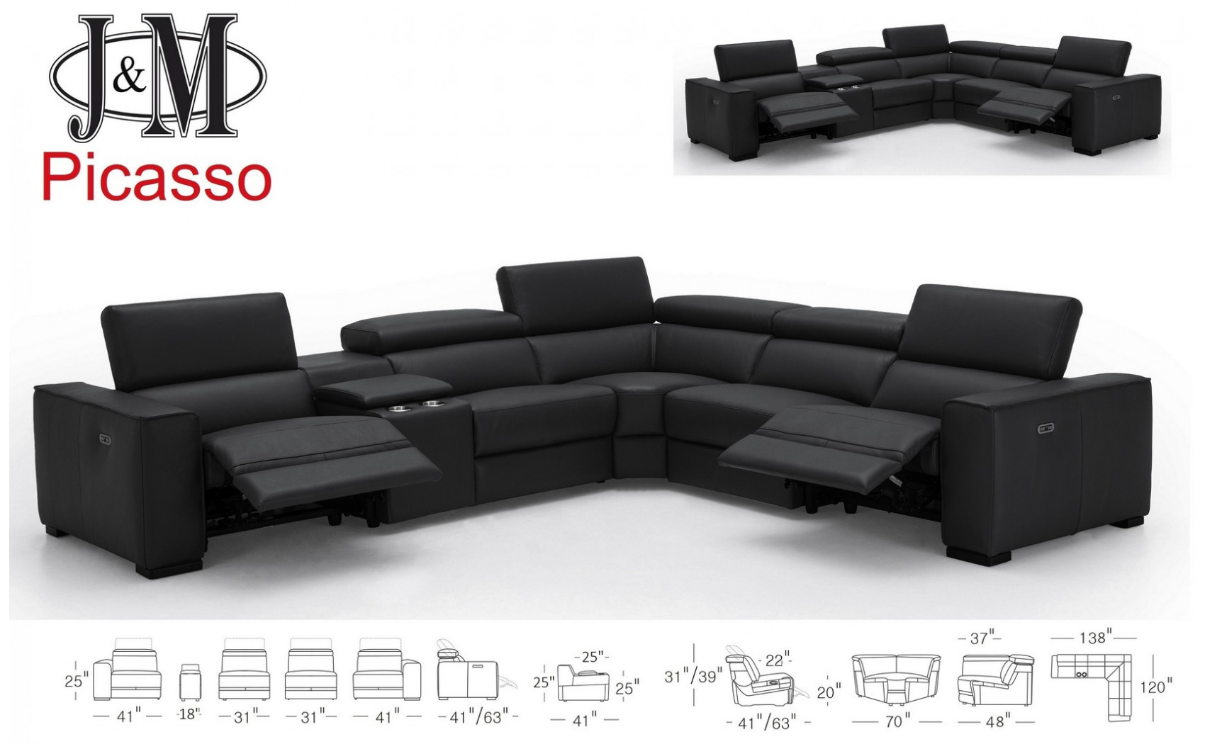 Picasso 6PC Black Sectional J&M Furniture