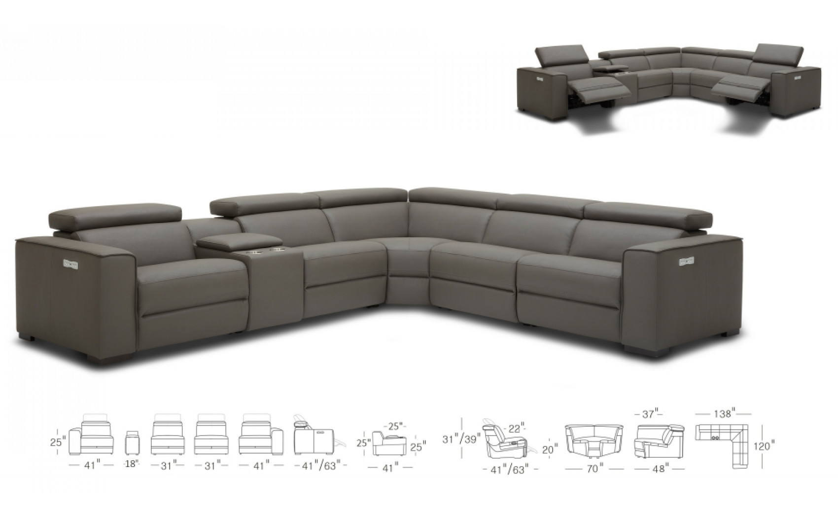 Picasso Motion Sectional Blue Grey J&M Furniture