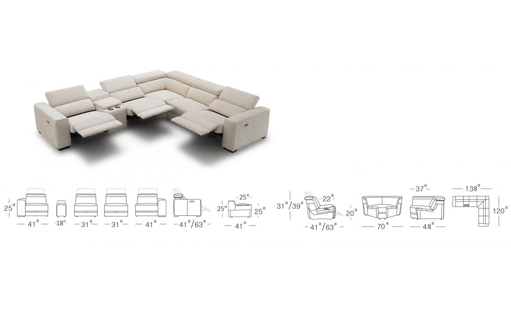 Picasso 6PC Motion Sand Sectional J&M Furniture
