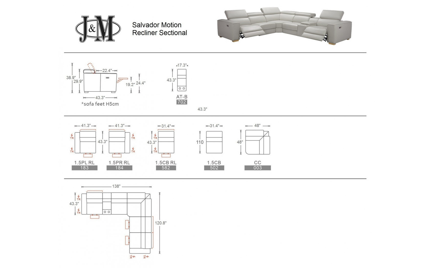 Salvador 6PC Grey Sectional J&M Furniture