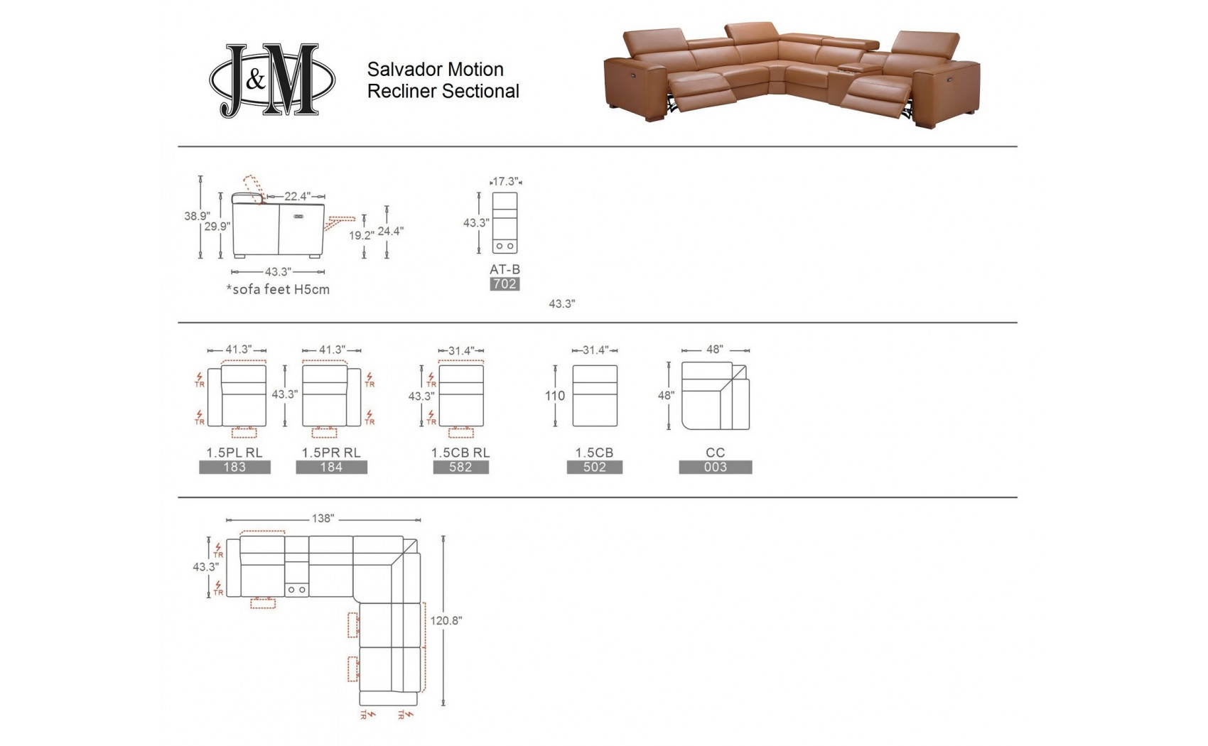 Salvador 6PC Pumpkin Sectional J&M Furniture