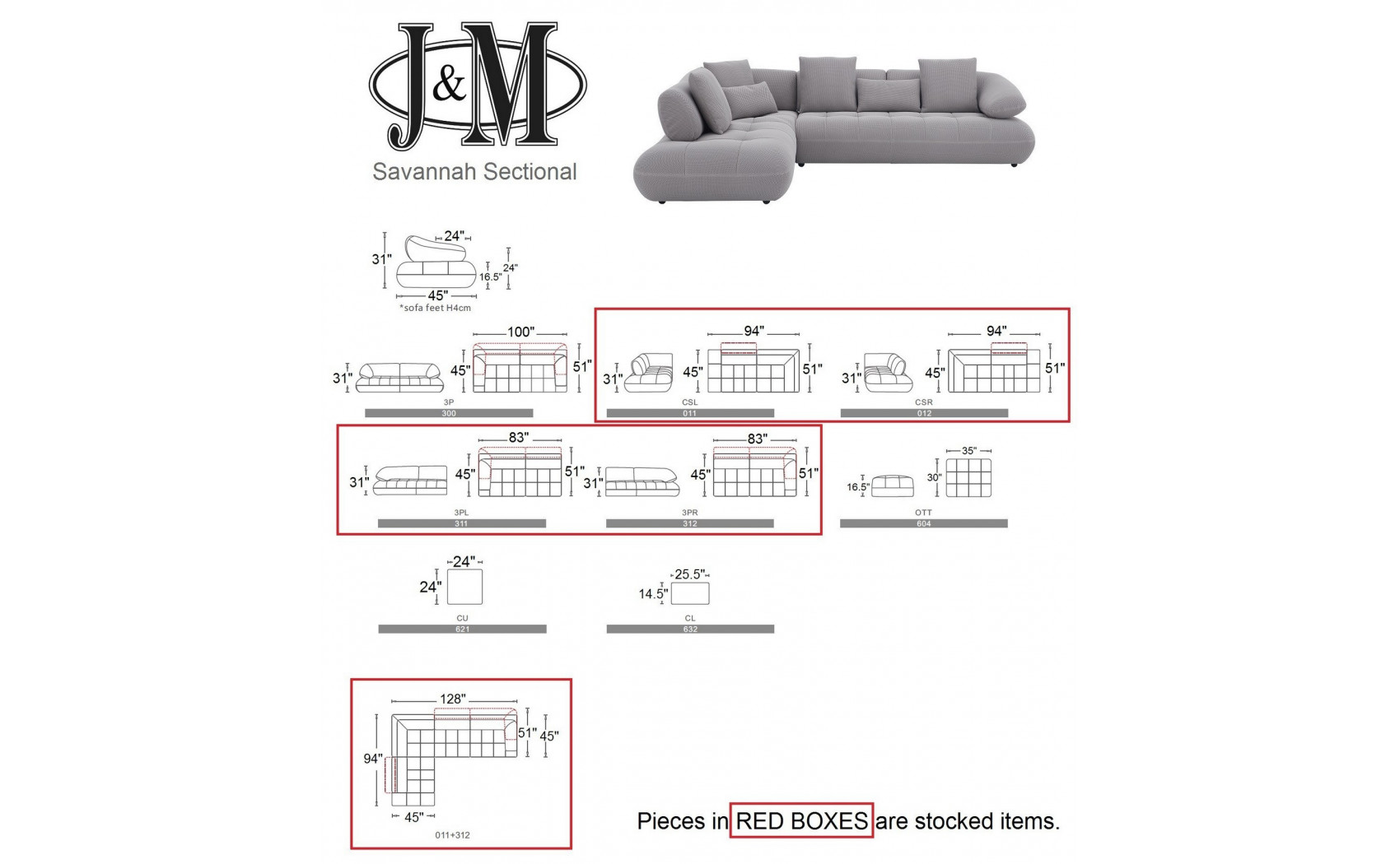 Savannah Grey Sectional J&M Furniture