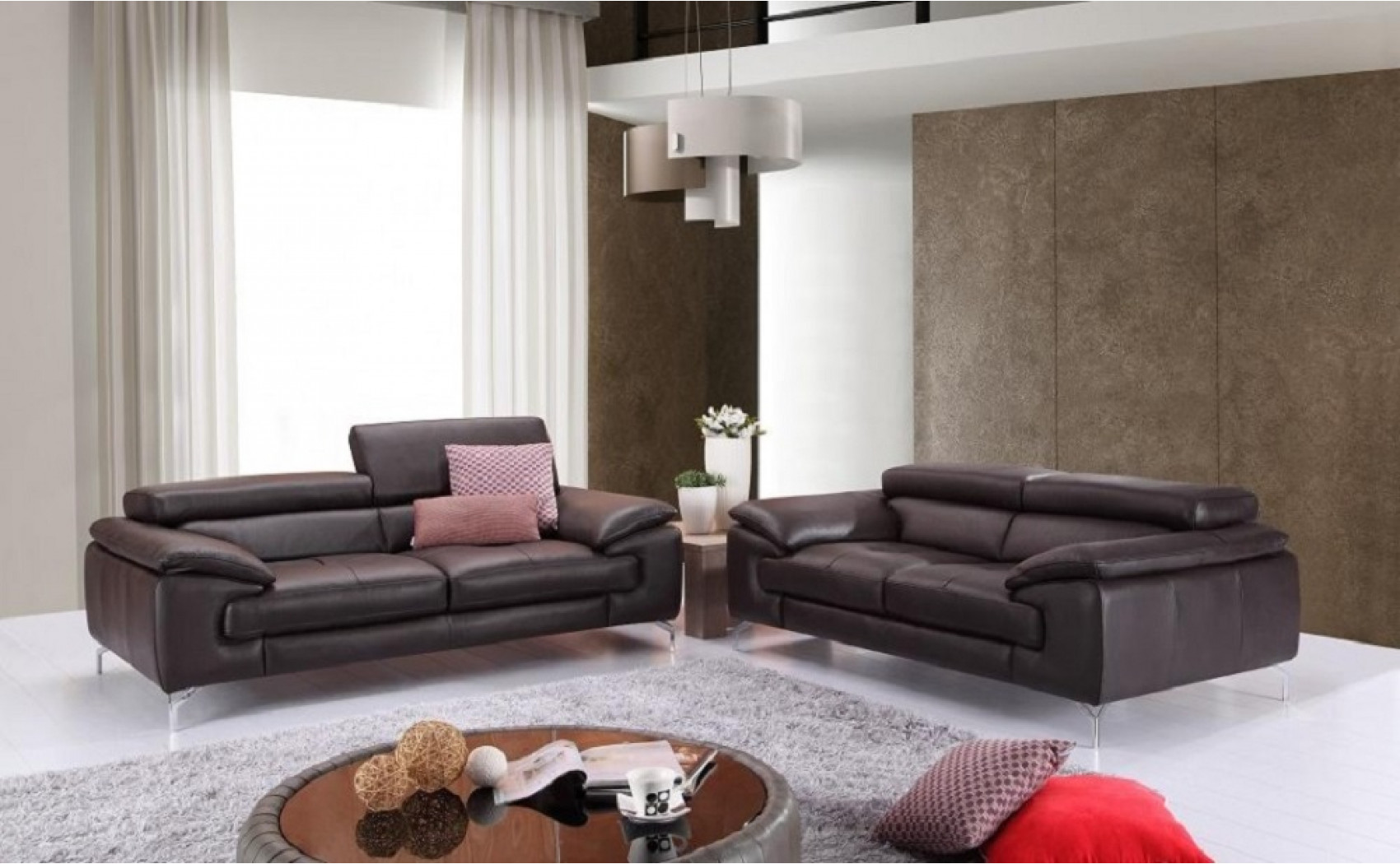 Jannette A973 Sofa Set Coffee J&M Furniture