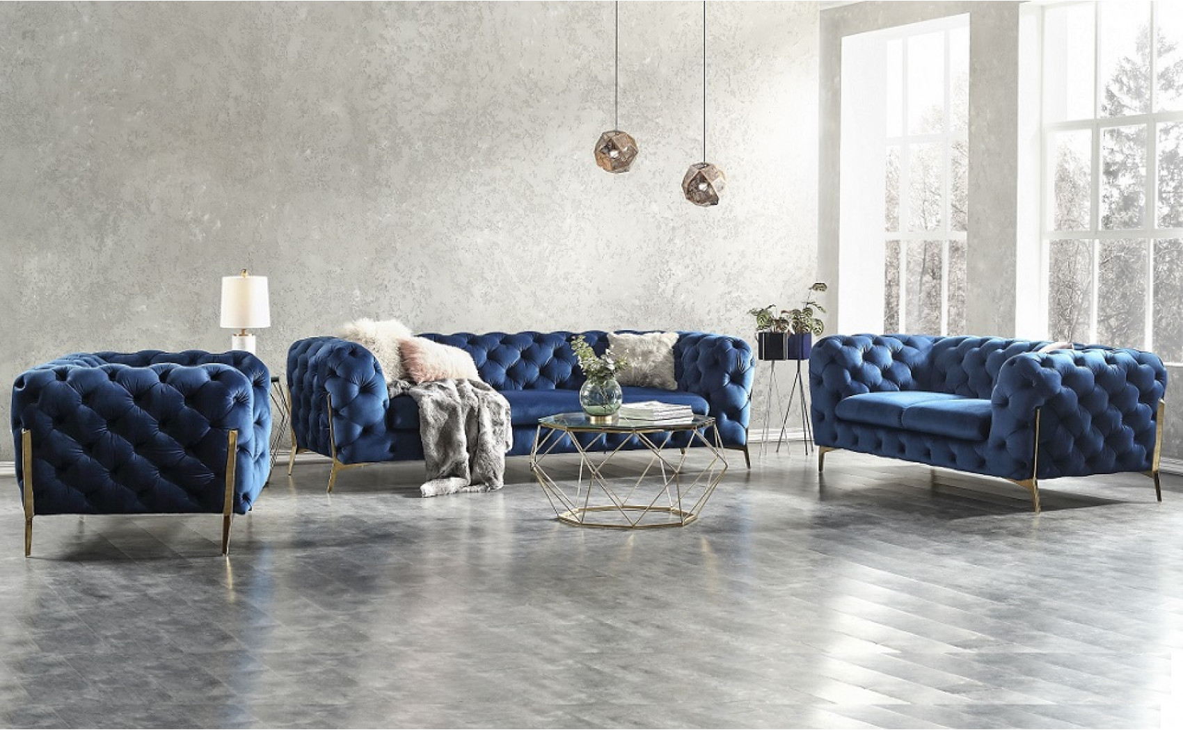 Glamour Sofa Set Blue J&M Furniture