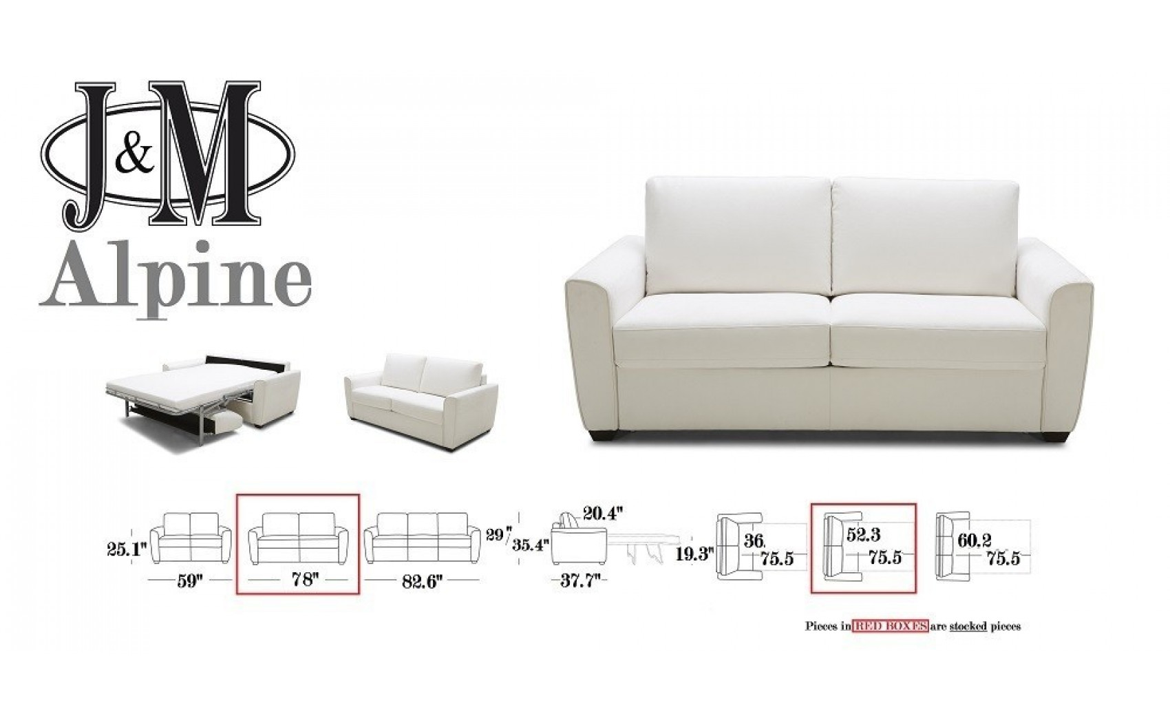 Alpine Sofa Bed Fabric White J&M Furniture
