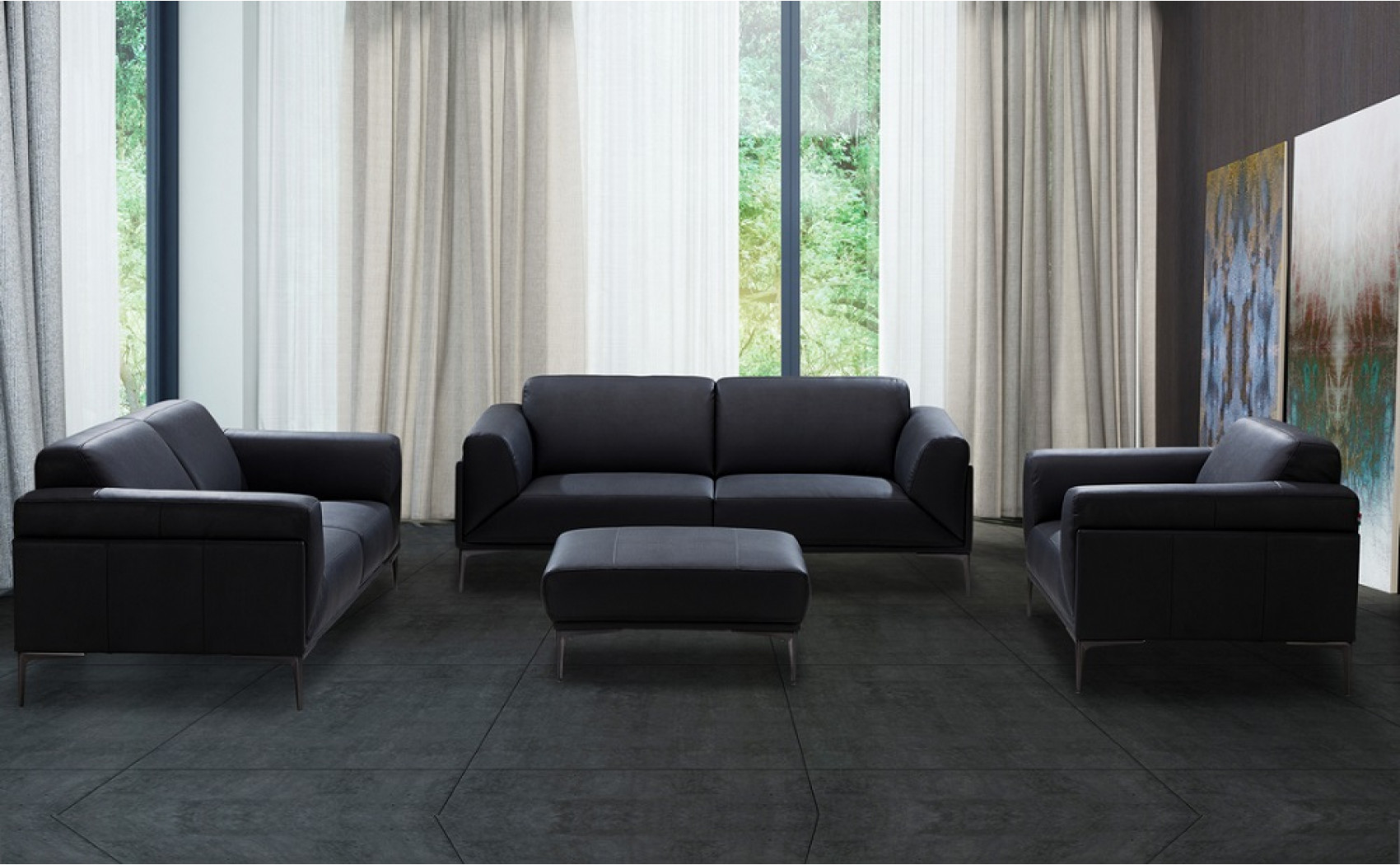 Knight Sofa Set Black J&M Furniture