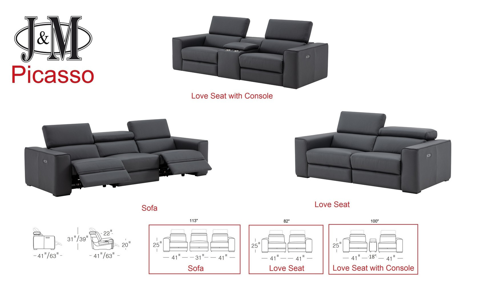 Picasso Sofa Set Blue Grey J&M Furniture